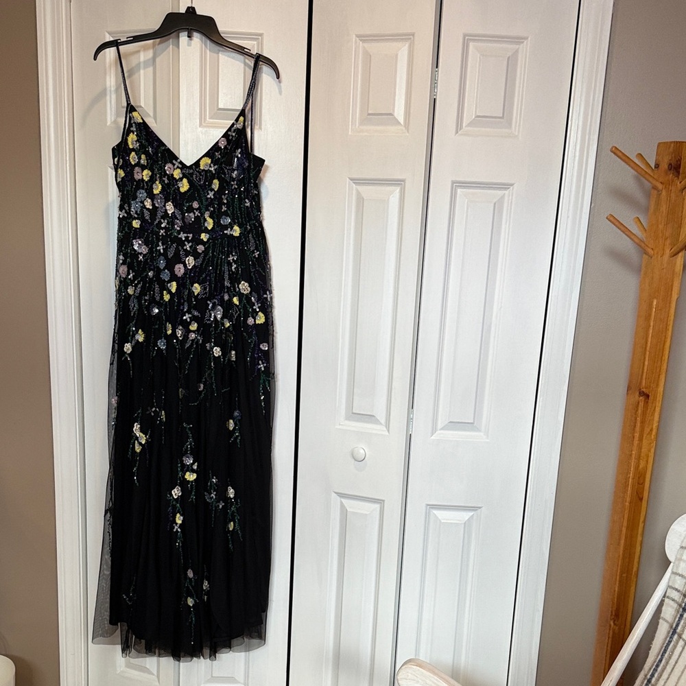 Mac Duggal Black Floral Maxi Dress